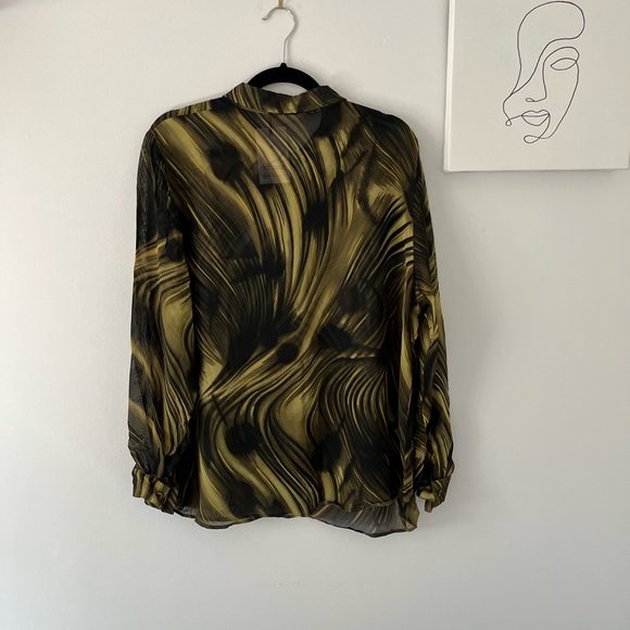 Vintage Green Multi Coloured Long Sleeve Blouse - Picture 2 of 2